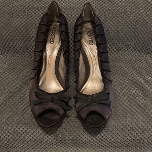 Unlisted Black Ruffle Peep-Toe Heels